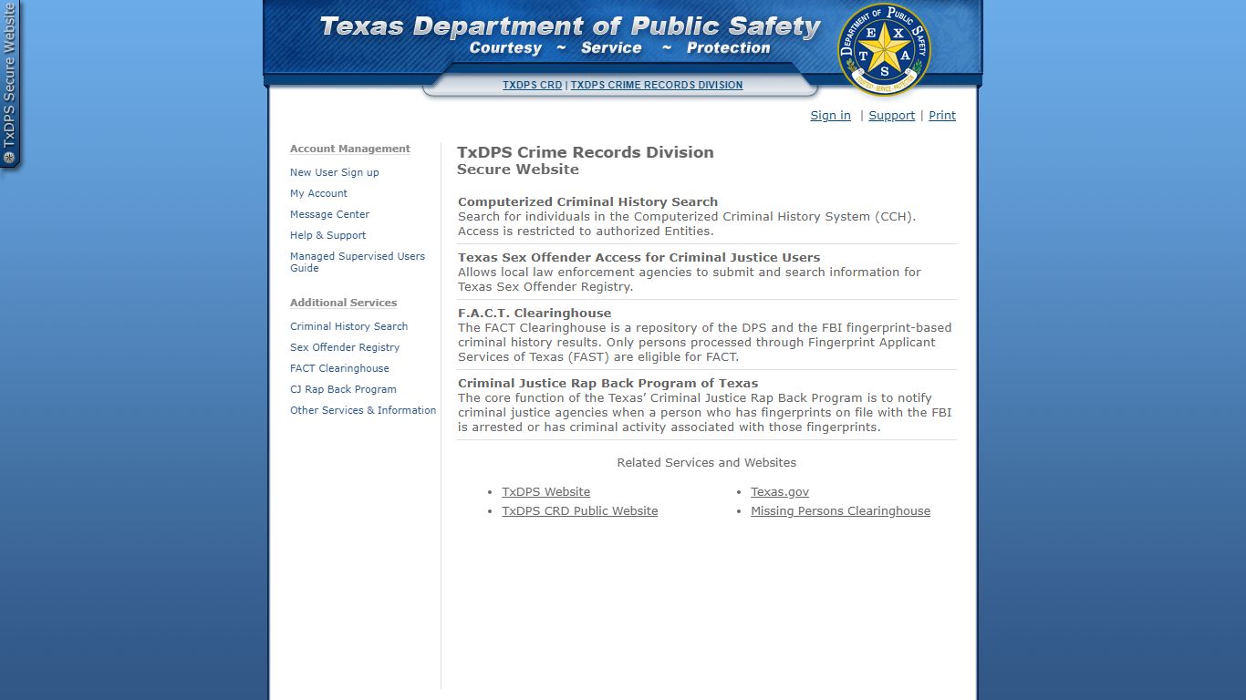 Home | TxDPS Crime Records Service